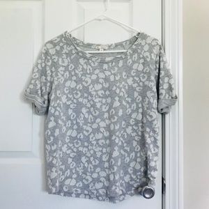 Gray and White Print Blouse
